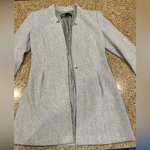Zara Gray Herringbone Long Coat